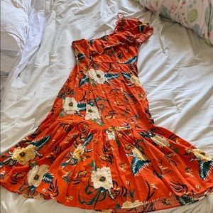 Urban outfitters orange tropical dress midi